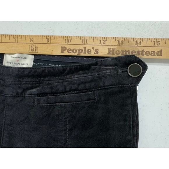 Anthropologie Velvet Ankle Pants The Essential Slim Size 0 (27x27) Black Skinny - Picture 9 of 11